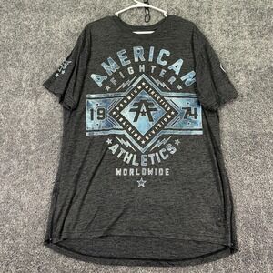 American Fighter Shirt Mens 2XL Gray Athletics Graphic Tee Side Zipper Casual